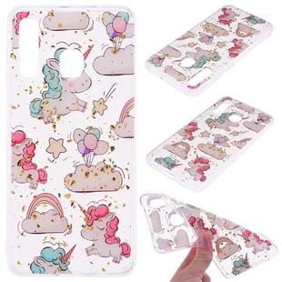 Cartoon Pattern Gold Foil Style Dropping Glue TPU Soft Protective Case for Galaxy A50(Pony)