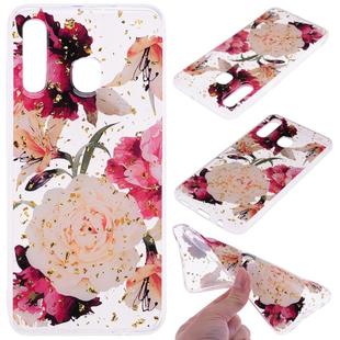 Cartoon Pattern Gold Foil Style Dropping Glue TPU Soft Protective Case for Galaxy A50(Flower)