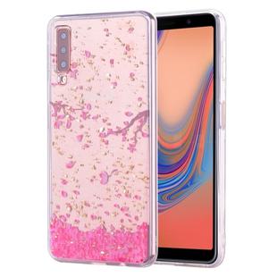 Cartoon Pattern Gold Foil Style Dropping Glue TPU Soft Protective Case for Galaxy A70(Sakura)