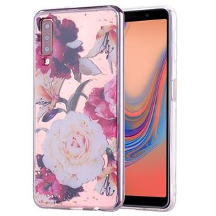 Cartoon Pattern Gold Foil Style Dropping Glue TPU Soft Protective Case for Galaxy A7 (2018) / A750(Flower)