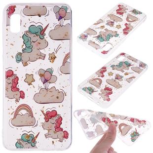 Cartoon Pattern Gold Foil Style Dropping Glue TPU Soft Protective Case for Galaxy A10e(Pony)