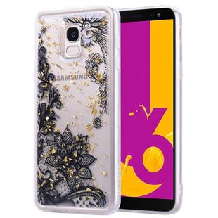 Cartoon Pattern Gold Foil Style Dropping Glue TPU Soft Protective Case for Galaxy J6 (2018)(Black Lace)