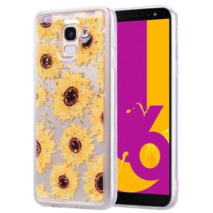 Cartoon Pattern Gold Foil Style Dropping Glue TPU Soft Protective Case for Galaxy J6 (2018)(Sunflower)