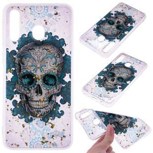 Cartoon Pattern Gold Foil Style Dropping Glue TPU Soft Protective Case for Galaxy M20(Skull)