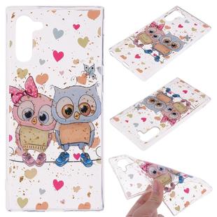 Cartoon Pattern Gold Foil Style Dropping Glue TPU Soft Protective Case for Galaxy Note 10(Loving Owl)