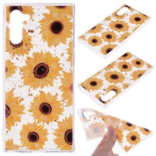 Cartoon Pattern Gold Foil Style Dropping Glue TPU Soft Protective Case for Galaxy Note 10(Sunflower)