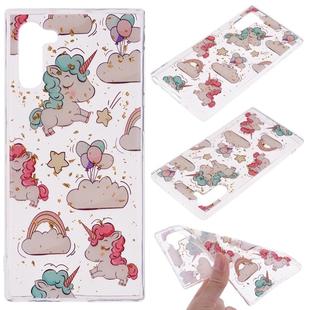 Cartoon Pattern Gold Foil Style Dropping Glue TPU Soft Protective Case for Galaxy Note 10(Pony)