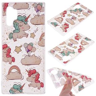 Cartoon Pattern Gold Foil Style Dropping Glue TPU Soft Protective Case for Galaxy Note 10 Pro(Pony)