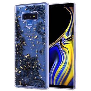 Cartoon Pattern Gold Foil Style Dropping Glue TPU Soft Protective Case for Galaxy Note9(Black Lace)