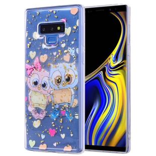 Cartoon Pattern Gold Foil Style Dropping Glue TPU Soft Protective Case for Galaxy Note9(Loving Owl)