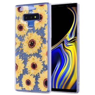Cartoon Pattern Gold Foil Style Dropping Glue TPU Soft Protective Case for Galaxy Note9(Sunflower)