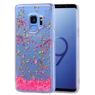 Cartoon Pattern Gold Foil Style Dropping Glue TPU Soft Protective Case for Galaxy S9(Sakura)