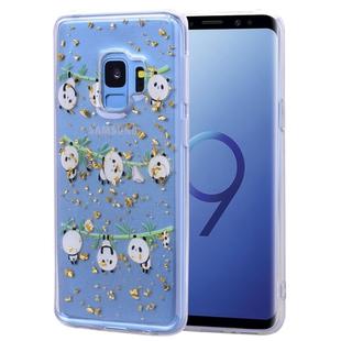 Cartoon Pattern Gold Foil Style Dropping Glue TPU Soft Protective Case for Galaxy S9(Panda)