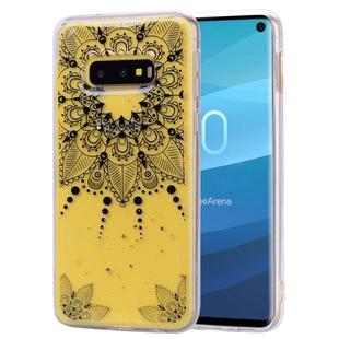 For Galaxy S10e Cartoon Pattern Gold Foil Style Dropping Glue TPU Soft Protective Case(Datura)