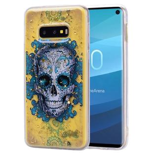 For Galaxy S10e Cartoon Pattern Gold Foil Style Dropping Glue TPU Soft Protective Case(Skull)