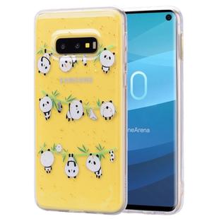 For Galaxy S10e Cartoon Pattern Gold Foil Style Dropping Glue TPU Soft Protective Case(Panda)