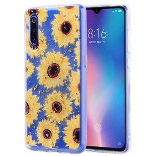 Cartoon Pattern Gold Foil Style Dropping Glue TPU Soft Protective Case for Xiaomi Mi 9(Sunflower)