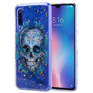 Cartoon Pattern Gold Foil Style Dropping Glue TPU Soft Protective Case for Xiaomi Mi 9(Skull)