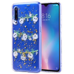 Cartoon Pattern Gold Foil Style Dropping Glue TPU Soft Protective Case for Xiaomi Mi 9(Panda)