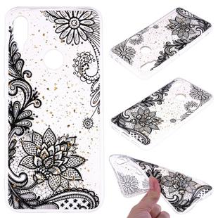 Cartoon Pattern Gold Foil Style Dropping Glue TPU Soft Protective Case for Xiaomi Redmi Note 7(Black Lace)