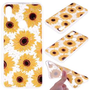 Cartoon Pattern Gold Foil Style Dropping Glue TPU Soft Protective Case for Xiaomi Redmi Note 7(Sunflower)