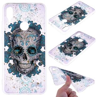 Cartoon Pattern Gold Foil Style Dropping Glue TPU Soft Protective Case for Xiaomi Redmi Note 7(Skull)