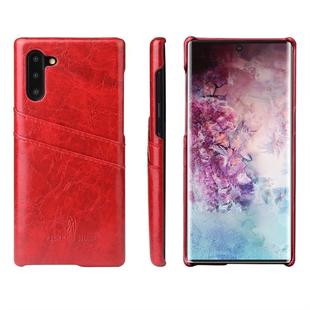 Fierre Shann Retro Oil Wax Texture PU Leather Case with Card Slots for Galaxy Note 10(Red)
