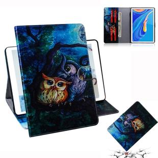 3D Colored Drawing Horizontal Flip Leather Case with Holder & Card Slot & Wallet For Huawei MediaPad M6 10.8(Oil Painting Owl)