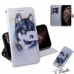 For iPhone 11 Pro Max 3D Colored Drawing Horizontal Flip Leather Case, with Holder & Card Slot & Wallet (White Wolf)