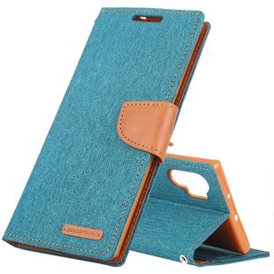 GOOSPERY CANVAS DIARY Horizontal Flip PU Leather Case with Card Slots & Wallet & Holder for Galaxy Note 10+(Green)
