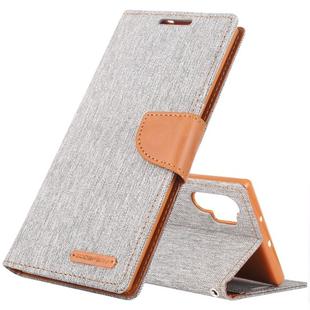 GOOSPERY CANVAS DIARY Horizontal Flip PU Leather Case with Card Slots & Wallet & Holder for Galaxy Note 10+(Grey)