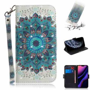 For iPhone 11 Pro 3D Colored Drawing Horizontal Flip Leather Case, with Holder & Card Slot & Wallet (Peacock Wreath)