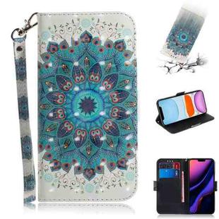 For iPhone 11 3D Colored Drawing Horizontal Flip Leather Case, with Holder & Card Slot & Wallet (Peacock Wreath)