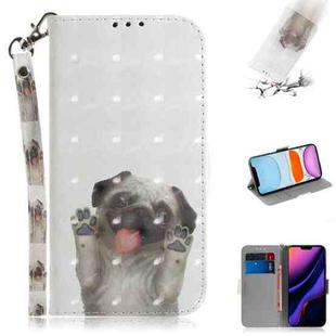 For iPhone 11 3D Colored Drawing Horizontal Flip Leather Case, with Holder & Card Slot & Wallet (Pug)