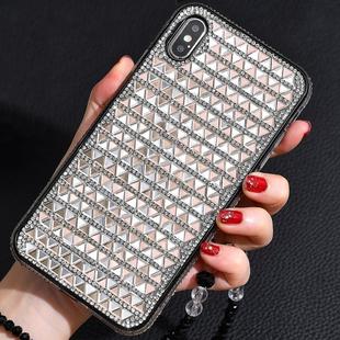 For iPhone X / XS TPU + Epoxy Triangular Glass Diamond Phone Protective Case(Rose Gold)