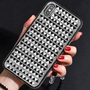 For iPhone XS Max TPU + Epoxy Triangular Glass Diamond Phone Protective Case(Black White)
