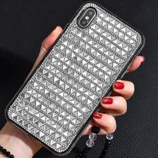 For iPhone XS Max TPU + Epoxy Triangular Glass Diamond Phone Protective Case(Silver Grey)