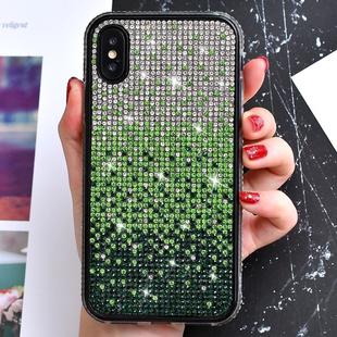 For iPhone X / XS TPU + Epoxy Flash Diamond Tri-Color Gradient Phone Protective Case(Gradient Green)