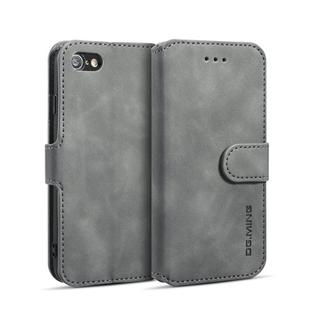 DG.MING Retro Oil Side Horizontal Flip Case with Holder & Card Slots & Wallet for iPhone 7 / 8(Grey)