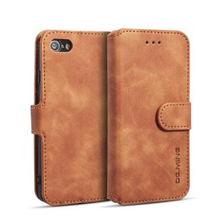 DG.MING Retro Oil Side Horizontal Flip Case with Holder & Card Slots & Wallet for iPhone 7 / 8(Brown)