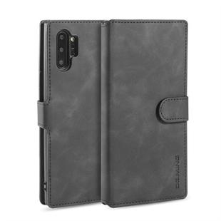 DG.MING Retro Oil Side Horizontal Flip Case with Holder & Card Slots & Wallet for Galaxy Note 10(Black)