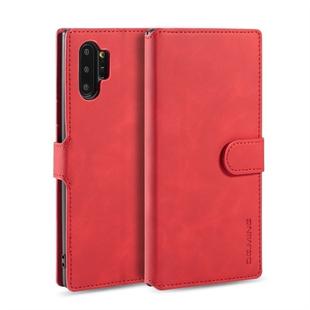 DG.MING Retro Oil Side Horizontal Flip Case with Holder & Card Slots & Wallet for Galaxy Note 10+(Red)