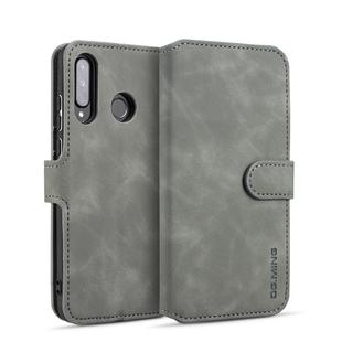 DG.MING Retro Oil Side Horizontal Flip Case with Holder & Card Slots & Wallet for Huawei P30 Lite(Grey)