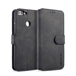 DG.MING Retro Oil Side Horizontal Flip Case with Holder & Card Slots & Wallet for Huawei P Smart / Enjoy 7S(Black)
