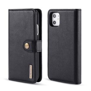 For iPhone 11 DG.MING Crazy Horse Texture Flip Detachable Magnetic Leather Case with Holder & Card Slots & Wallet (Black)