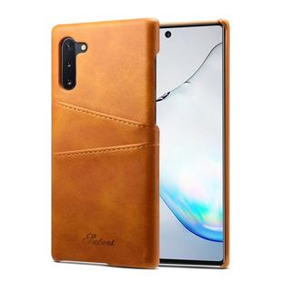 Suteni Calf Texture Back Cover Protective Case with Card Slots for Galaxy Note 10(Khaki)