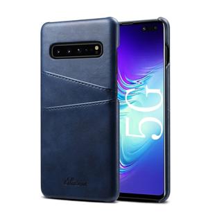 Suteni Calf Texture Back Cover Protective Case with Card Slots for Galaxy S10 5G(Blue)