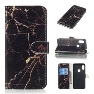 Colored Drawing Marble Pattern Horizontal Flip PU Leather Case with Holder & Card Slots & Wallet For Xiaomi Redmi Note 6 Pro(Black Gold)