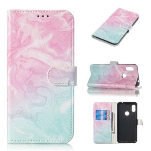 Colored Drawing Marble Pattern Horizontal Flip PU Leather Case with Holder & Card Slots & Wallet For Xiaomi Redmi Note 6 Pro(Pink Green)