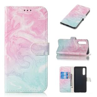 Colored Drawing Marble Pattern Horizontal Flip PU Leather Case with Holder & Card Slots & Wallet For Huawei P30(Pink Green)